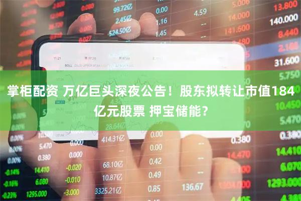 掌柜配资 万亿巨头深夜公告！股东拟转让市值184亿元股票 押宝储能？